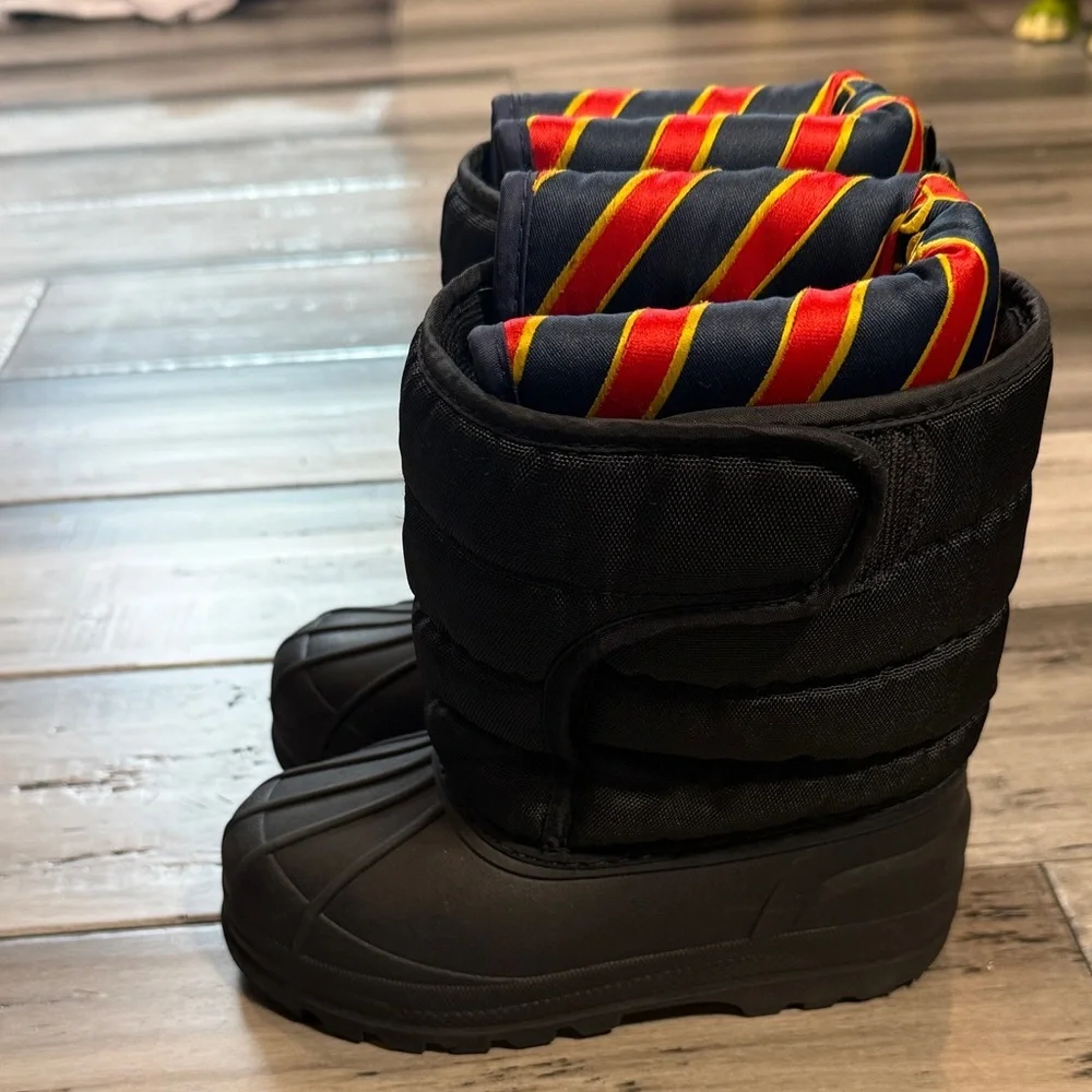 Polo by Ralph Lauren Black Kids Winter Boots with Red Logo